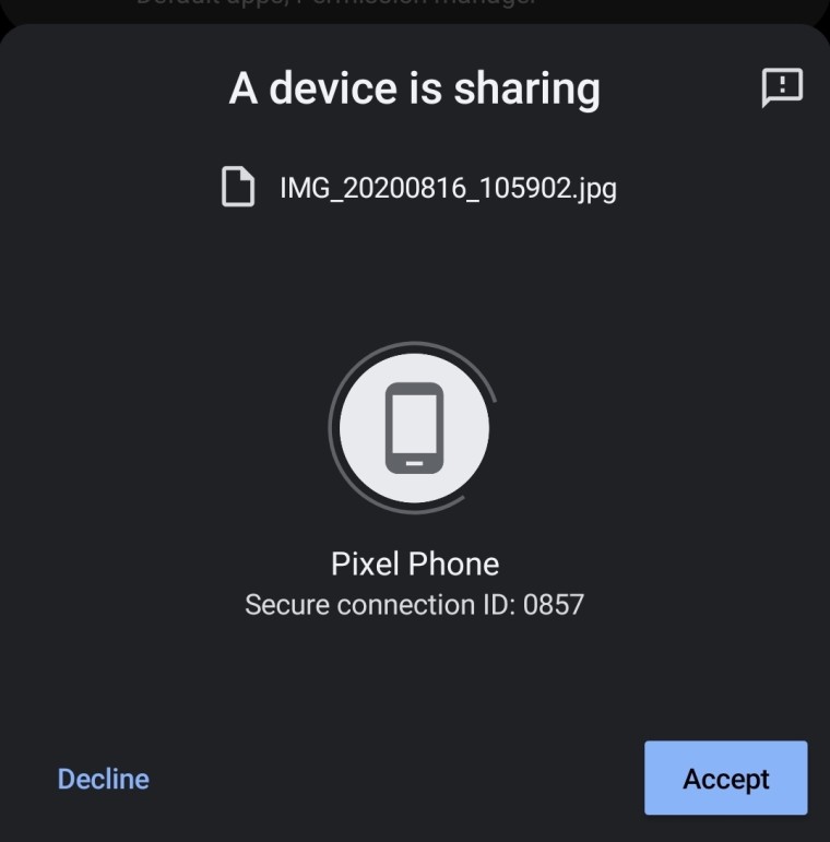 nearby share um daten zwischen android-handys zu übertragen