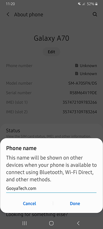 Wie Sie den Gerätenamen in Android 10 ändern, Handynamen